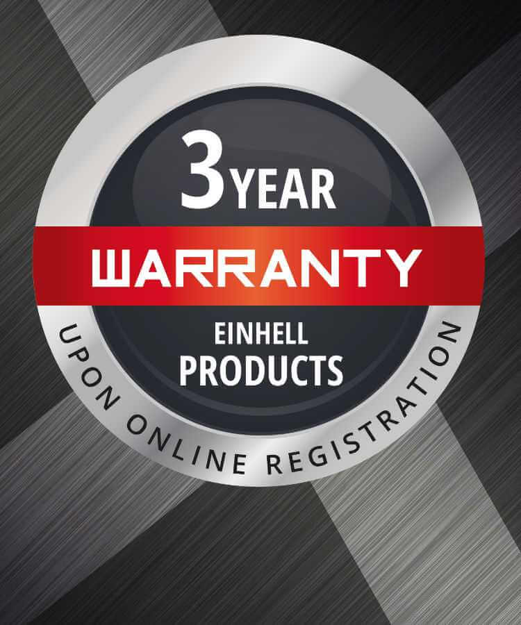 Three-year product warranty on our Einhell products.