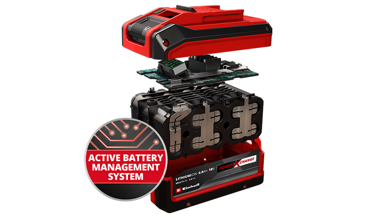 exploded view of an Einhell Power X-Change battery